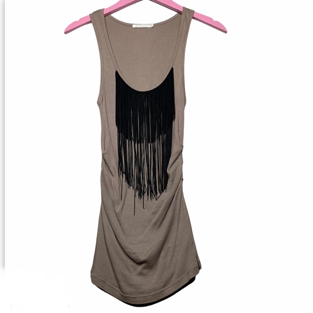 Laquette Long Fringe Tank Top Ruched Waist